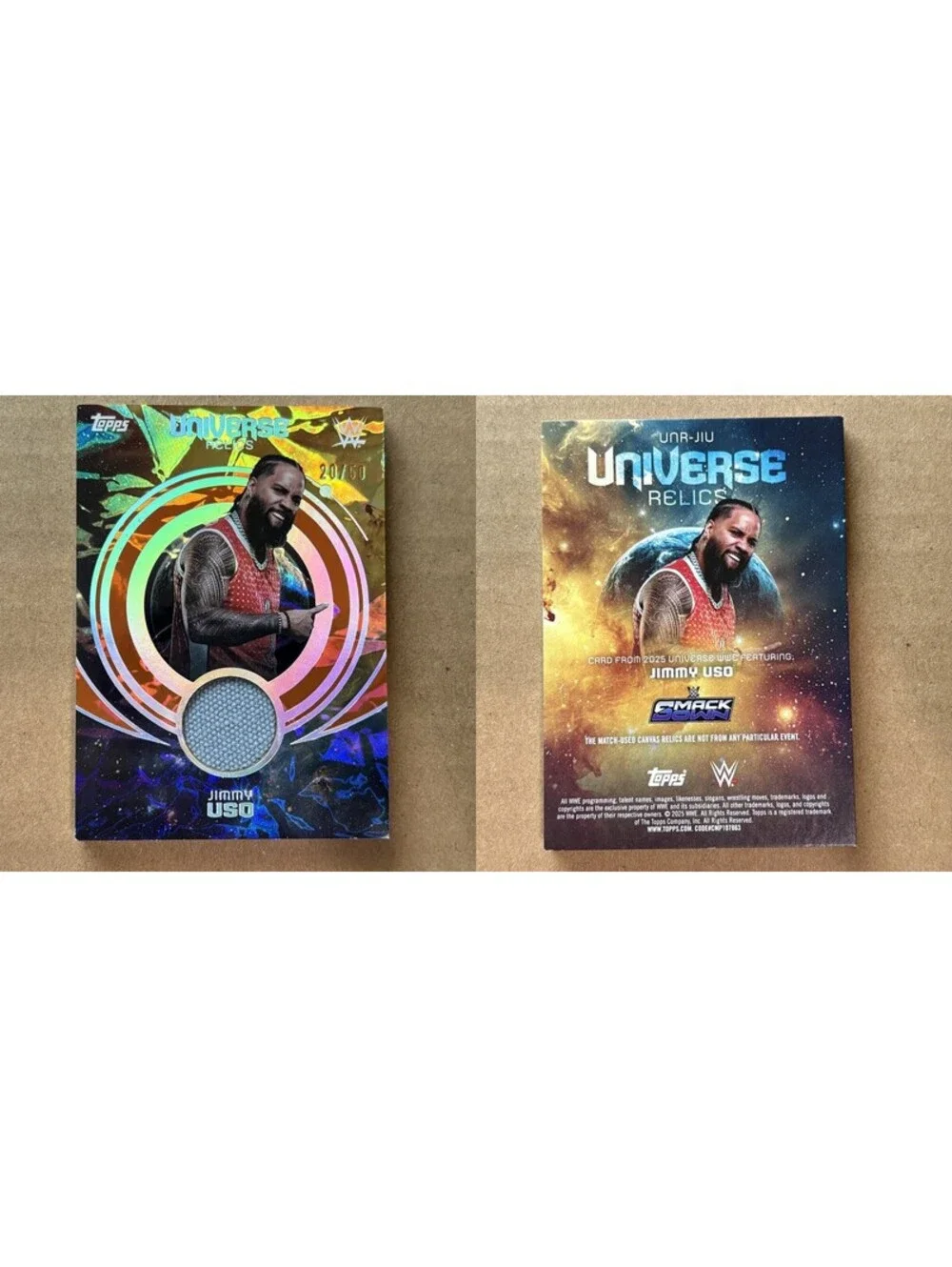 2025 Topps Universe WWE Jimmy Uso #UNR-JIU Universe Relics Gold Stone #/50